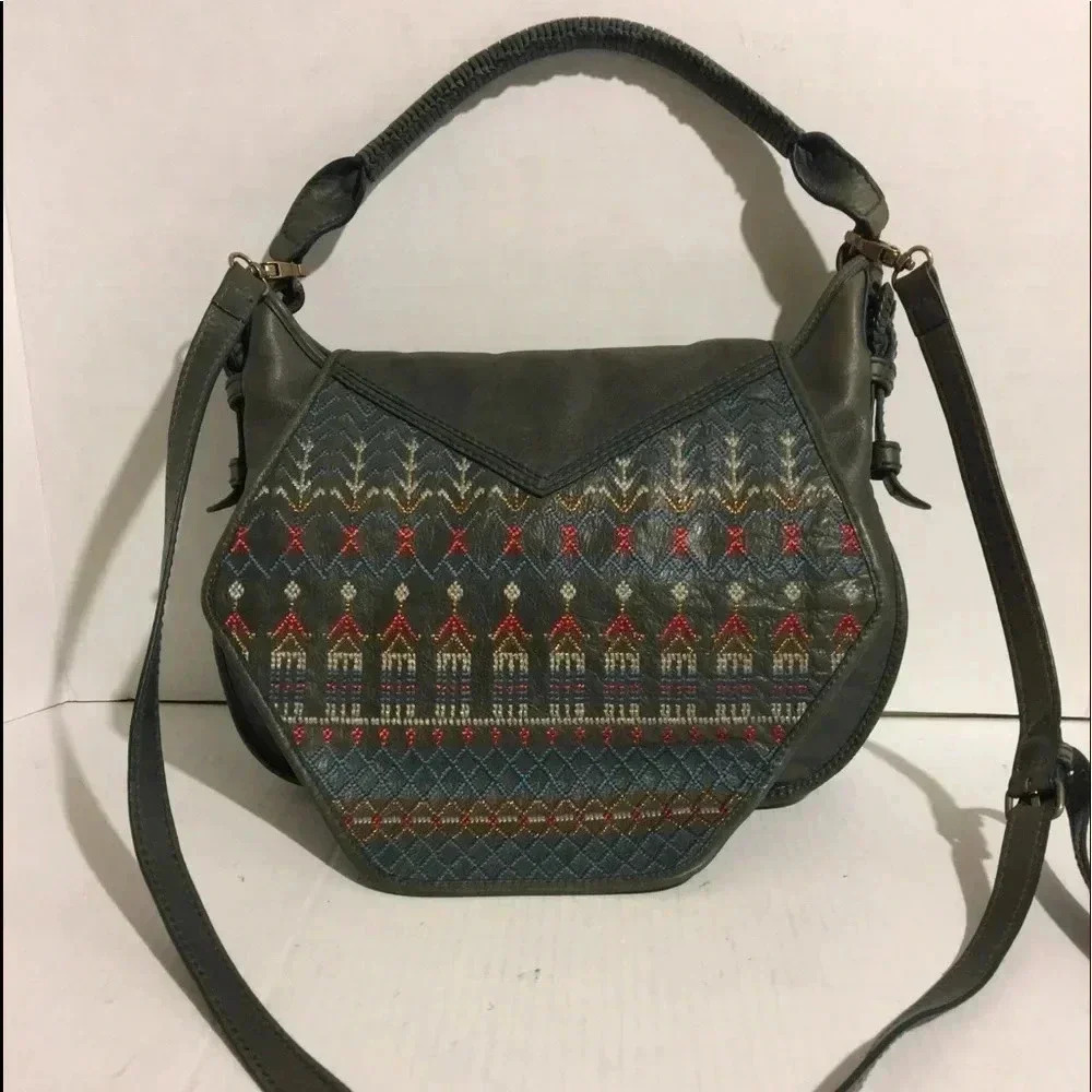 Isabella Fiore grey leather crossbody bag